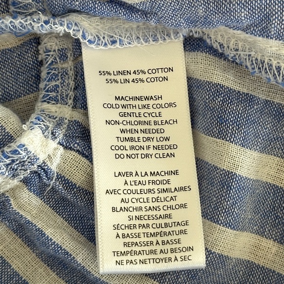 NWOT - BeachLunchLounge Linen Striped Peplum Top - large - blue & white stripe - Picture 10 of 10